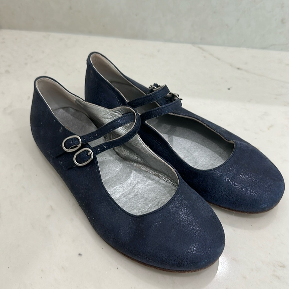 Bonpoint Mary Jane double strap leather navy sparkle shoes 32 girls US 1